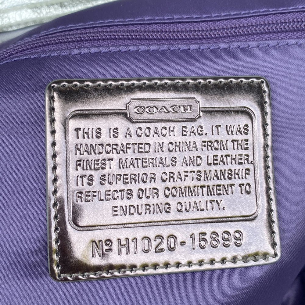 Vintage Y2K RARE Silver Metallic Coach Poppy Signature Shoulder Bag Purse XL - Picture 15 of 16